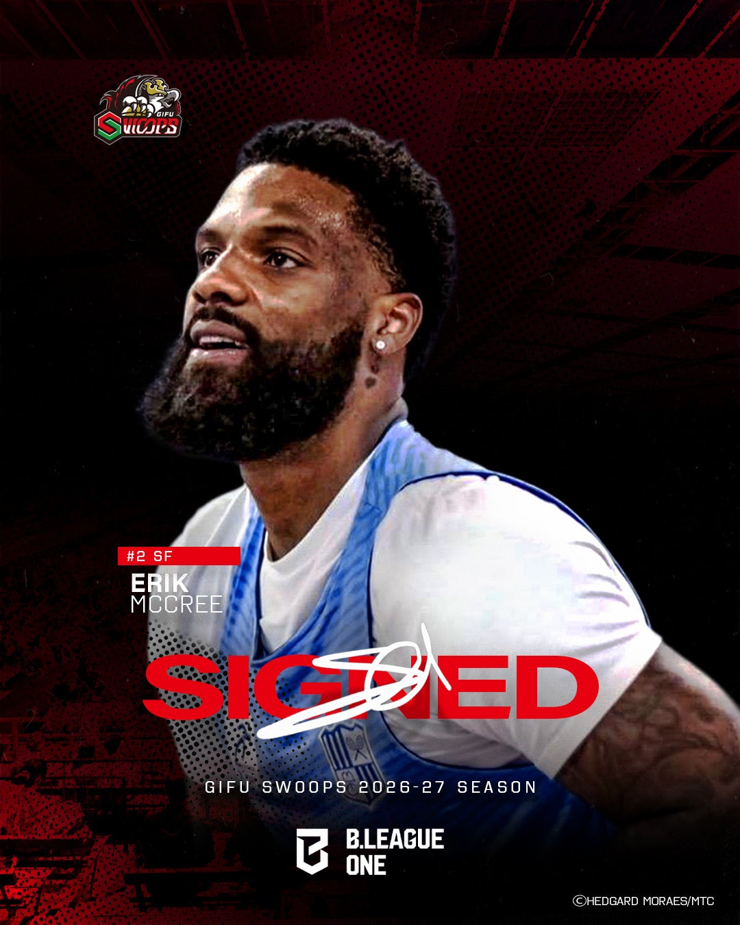 #2 Erik McCREE（エリック・マクリー）選手 契約(新規)合意のお知らせ